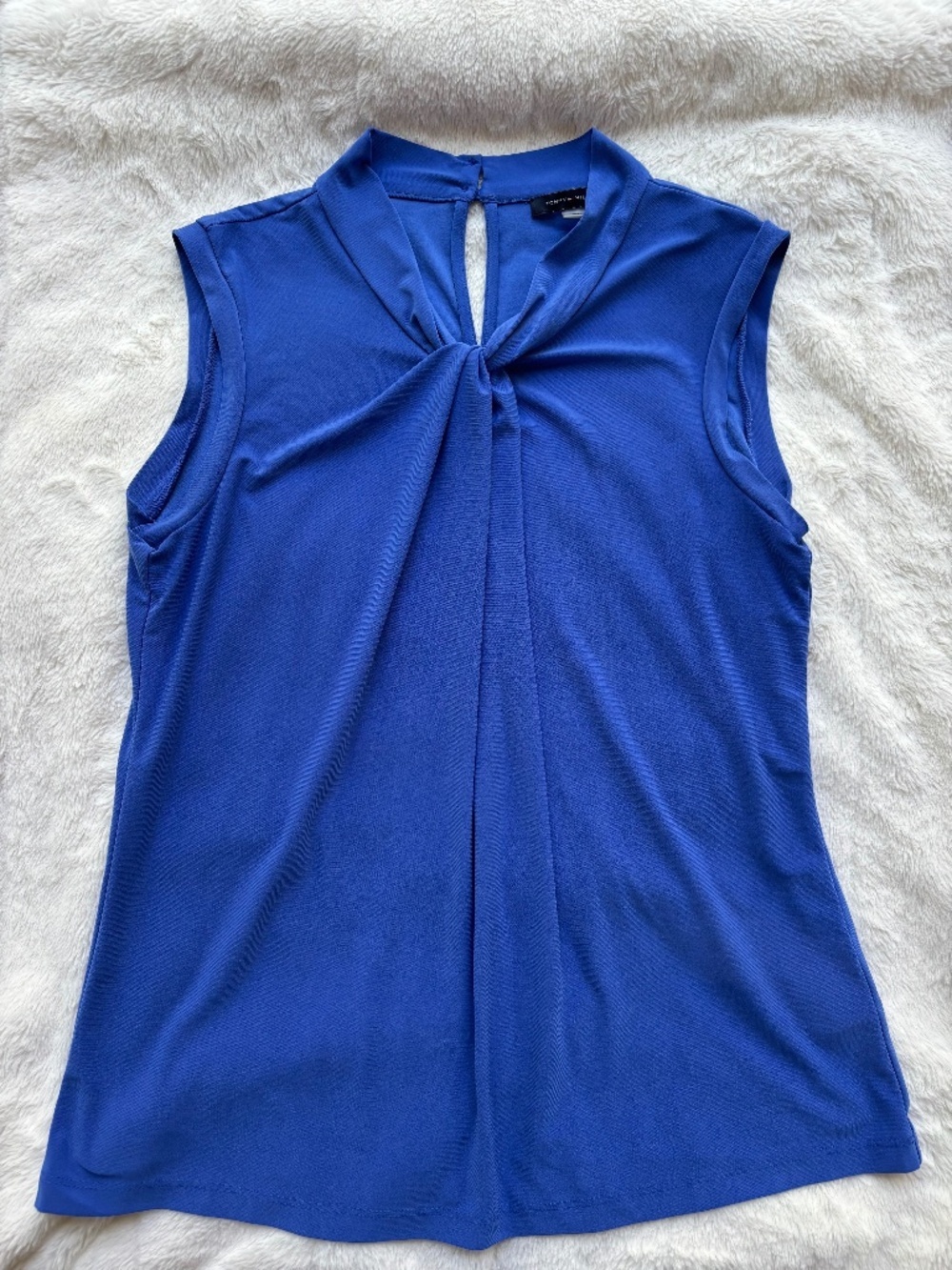 Tommy Hilfiger Royal Blue Sleeveless Knot-Front Blouse